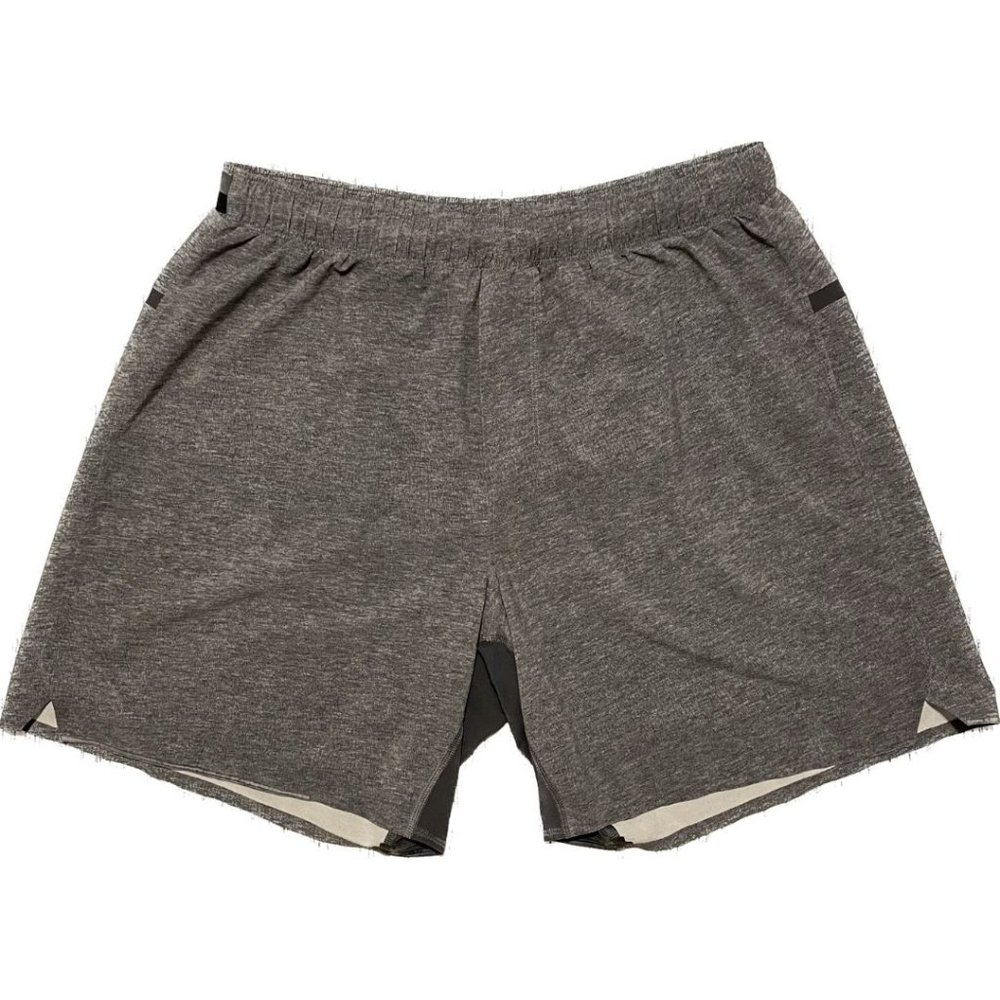 Lululemon Surge Short Size Large *7" Heathered Texture Printed Greyt Deep Coal